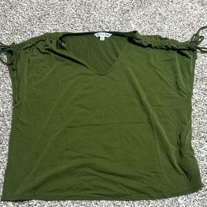 Ophelia Rose Olive Green V-Neck Tie-Shoulder Tunic